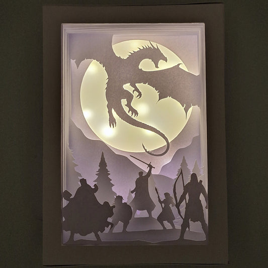 Drache vor Mond, Berge Landschaft, Adventure Party, RPG, DnD