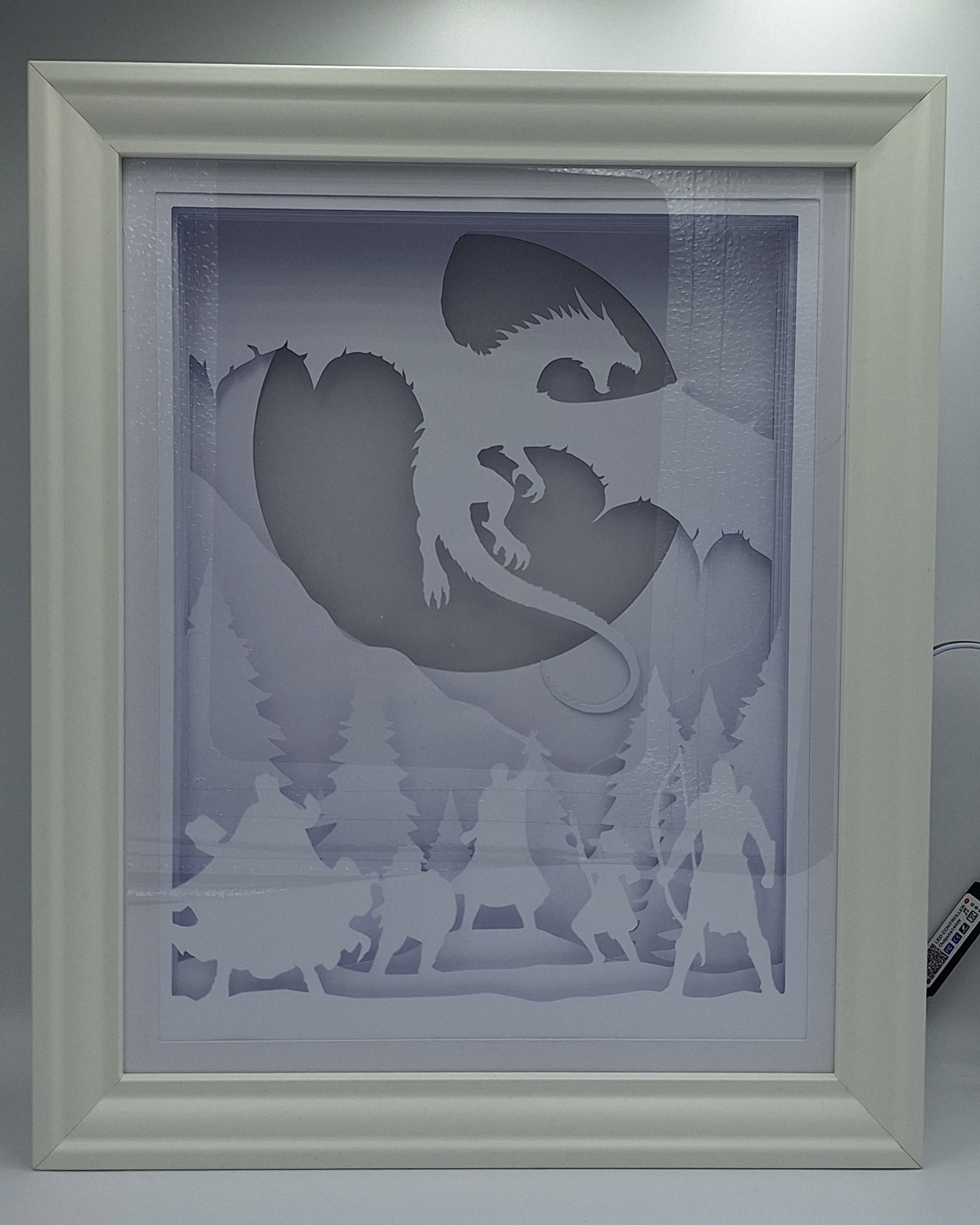 Helden Gruppe Kampf gegen Drache, RPG, DND, Lampe, LED, Paper Cut,